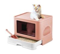 MUL-BOUTIQUE Bac Litiere pour Chat Fermée,Maisons de Toilette Chats Contient Une Plaque de Tiroir et Une Pelle Litiere Chat,Convient Aux Grands Chat et Chaton (Rose, 51 * 41 * 38cm)