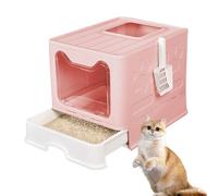 MUL-BOUTIQUE Bac Litiere pour Chat Fermée,Maisons de Toilette pour Chats Contient Une Plaque de Tiroir et Une Pelle Litiere Chat,Convient Aux Grands Chat et Chaton(51 * 41 * 38cm, Rose)