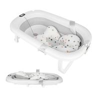 MUL-BOUTIQUE Baignoire Bébé Pliable, Adaptée Aux Enfants Âgés De 0 à 2 Ans, Baignoire Bébé Légère Et Facile à Déplacer, Stable Et Durable, Sans Danger Pour Les Bébés (Gris-Thermométrie)