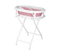 MUL-BOUTIQUE Baignoire pliable bébé -Baignoire bebe Avec Support/Thermomètre 2.0 / Siège Et Kit De Drainage,Baignoire bebe sur pied,Convient aux bébés de 0 à 36 mois (Rose)