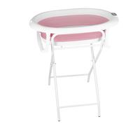 MUL-BOUTIQUE Baignoire pliable bébé -Baignoire bebe Avec Support/Thermomètre 2.0 / Siège Et Kit De Drainage,baignoire bébé sur pied,Convient aux bébés de 0 à 3 ans (rose)