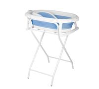 MUL-BOUTIQUE Baignoire pliable bébé -Baignoire bebe Avec Support/Thermomètre 2.0 / Siège Et Kit De Drainage,Baignoire bebe sur pied,Convient aux bébés de 0 à 36 mois (Bleu)