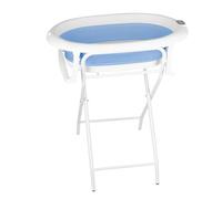 MUL-BOUTIQUE Baignoire pliable bébé -Baignoire bebe Avec Support/Thermomètre 2.0 / Siège Et Kit De Drainage,baignoire bébé sur pied,Convient aux bébés de 0 à 3 ans (bleu)