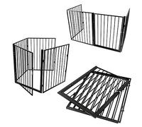 MUL-BOUTIQUE Barrière De Sécurité 240cm, Grille Pare-Feu Cheminée, Barrière Escalier Enfant/Chien, Quatre Barres de Porte, Pliable(Noir, 240 * 2.5 * 75cm)