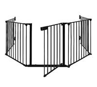 MUL-BOUTIQUE Barrière De Sécurité 310cm, Grille Pare-Feu Cheminée, Barrière Escalier Enfant/Chien, Cinq Barres, Pliable (Noir, 310 * 2.5 * 75cm)