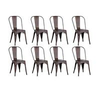 MUL-BOUTIQUE Chaise Industrielle Lot De 8, Chaises en Métal pour Les Repas en Famille, des Chaises De Bistro Pratiques Et Durables pour La Terrasse d'un Restaurant Ou d'un Pub