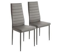MUL-BOUTIQUE Chaise Salle a Manger de Style Nordique,Table a Manger avec 2 Chaises,en Cuir PU Écologique,Pieds de Chaise Épais en Acier Inoxydable (2, Gris, 48 * 42 * 98 cm)