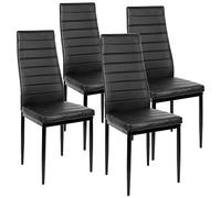 MUL-BOUTIQUE Chaise Salle a Manger de Style Nordique,Table a Manger avec 4 Chaises,en Cuir PU Écologique,Pieds de Chaise Épais en Acier Inoxydable (4, Noir, 48 * 42 * 98 cm)