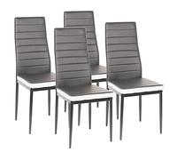 MUL-BOUTIQUE Chaise Salle a Manger de Style Nordique,Table a Manger avec 4 Chaises,en Cuir PU Écologique,Pieds de Chaise Épais en Acier Inoxydable (4, Principal Gris et Blanc, 48 * 42 * 98 cm)