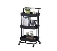 MUL-BOUTIQUE Chariot a Roulette à 3 Niveaux, Chariot De Rangement Multifonctionnel,Chariot De Stockage sur roulettes pour Le Salon, La Cuisine, Le Rangement (Noir, 43 * 36 * 86cm)