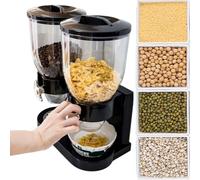 MUL-BOUTIQUE Double Distributeur de Céréales, Cornflakes Dispenser, Contenants de Céréales - Avec 2 contenants, Petit-déjeuner - Outils de Cuisine (noir)
