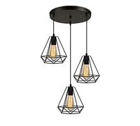 MUL-BOUTIQUE Industriel Suspension Luminaire Rétro Lustre, Plafonnier Vintage Noir, Lampes Suspension Vintage avec Support en Barre, 3 Lampes Lustre Suspension Luminaire Industrielle Plafonnier