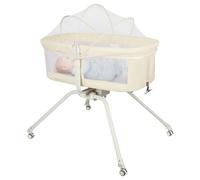 MUL-BOUTIQUE Lit bébé Nomade, lit Parc avec Roues, Petit Espace, Filet Respirant, Berceau pour bébé, Pratique et Facile à déplacer (Beige)