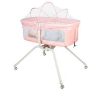 MUL-BOUTIQUE Lit bébé Nomade, lit Parc avec Roues, Petit Espace, Filet Respirant, Berceau pour bébé, Pratique et Facile à déplacer (Rose)