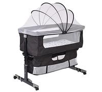 MUL-BOUTIQUE Lit Cododo Bebe, Lit Bébé Berceau, Couffin Bébé Naissance, Côté Repliable, Hauteur Réglable, Fenêtre en Filet et 4 Roues avec Frein, Capacité de Charge maximale 50 kg (Noir)