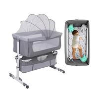 MUL-BOUTIQUE Lit Cododo Bebe, Lit Bébé Berceau, Couffin Bébé Naissance, Côté Repliable, Hauteur Réglable, Fenêtre en Filet et 4 Roues avec Frein, Capacité de Charge maximale 50 kg