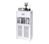 MUL-BOUTIQUE Meuble Salle de Bain,Meuble Toilette, Gain de Place, pour Bain Salon,Cuisine,Armoire de Salle de Bain à Quatre Niveaux avec Portes Doubles,Blanc (75 x 22 x 36 cm,B)