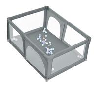 MUL-BOUTIQUE Parc Bebe,d'Activité pour Enfants avec Base， 180X120X66 cm,Parc bebe pliable Avec 4 ventouses,50 Balles Plastiques, Avec Porte Zippée (Gris foncé)