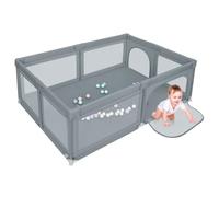 MUL-BOUTIQUE Parc Bebe Modulable, 205 * 147 * 66 cm, Parc Enfant Pliable, Grand Parc pour Enfant en Bas Âge avec Porte Zippé(gris foncé)