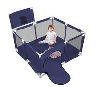 MUL-BOUTIQUE Parc Bebe Modulable,Parc Enfant Pliable,Parc de Jeux Bébé,Equipé D'un Support de Basket et de 50 Ballons,Structure Stable et Facile à Installer (bleu marine, 126x126cm)