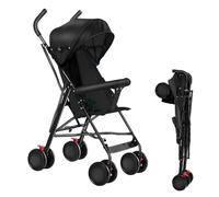 MUL-BOUTIQUE Poussette Bebe Confort,Poussette Canne Compacte 0-15kg,Poussette de Voyage avec Cotons et Moustiquaire,Roue Absorbant Les Chocs et Antidéflagrante (G1-noir)