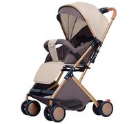 MUL-BOUTIQUE sillita de paseo bebe ultracompacto de 0 a 6 años, silla ligera paseo de viaje con arnés de seguridad de 5 puntos, Plegado compacto y reclinable, Con bolsillos y visera parasol (Caqui)
