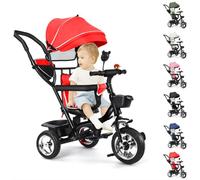 MUL-BOUTIQUE Tricycle Bébé Évolutif Jusqu'À 35 Kg, Velo Bebe pour Les Enfants À Partir de 1 an, Siège Réversible, Pare-Soleil Étendu en Trois Parties (Rouge Vif)