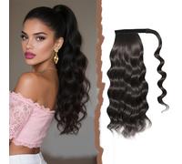 Mulaibdin Extension Cheveux Naturel Noir, Postiche Cheveux Naturel Chignon, Queue de Cheval Extension Bouclée, rajout cheveux tresses 50cm, Ponytail Cheveux Curly pour Femmes