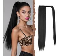 Mulaibdin Extension Cheveux Naturel Noir Pur, Postiche Cheveux Naturel Chignon, Queue de Cheval Extension Droit, Rajout Cheveux Tresses 60cm, Ponytail Cheveux Humain pour Femmes