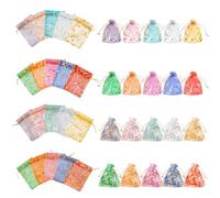 Mulaibdin Lot de 300 Sachet Organza Coloré, Pochette Cadeau Tissu 9 x 12cm avec Cordon, Sachet Bonbon, Petit Pochette Lavande Pour Bijoux, Anniversaire, Mariage, Fête