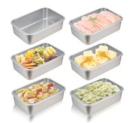 Mulaibdin Lot de 6 Boite Hermetique Alimentaire Acier Inoxydable, Boite Jambon Conservation Frigo, Boite a Fromage pour Frigo, Boite Charcuterie avec Couvercle, Meal Prep Containers (M)