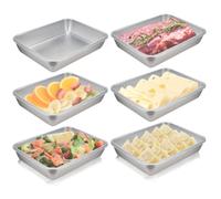 Mulaibdin Lot de 6 Boite Hermetique Alimentaire Acier Inoxydable, Boite Jambon Conservation Frigo, Boite a Fromage pour Frigo, Boite Charcuterie avec Couvercle, Meal Prep Containers (L)