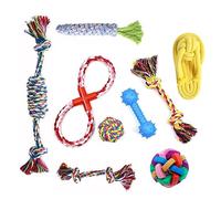 MULAIDI Lot de 9 jouets à mâcher pour chiot, jouets de dentition super économiques pour les mâcheurs agressifs
