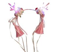 MULAIDI MerryChristmas Decorations Serre-tête lumineux en forme de renne avec pompons - Bandeau de Noël à LED - Accessoires de scène - Fournitures de festival - Accessoire pour cheveux festif