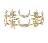 MULAIDI Serre-tête double couche lune étoile mariage strass diadèmes cristaux coiffe fête coiffure décoration cheveux lune étoile bandeau bijoux accessoires cheveux