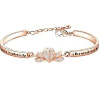 Mulan Jewelry Bracelet à breloques en forme de fleur La fleur qui fleurit dans l'adversité est la plus rare et la plus belle de tous les bracelets de princesse, 2 inches, Strass