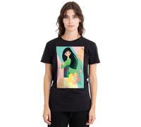 Mulan Simplistic Illustration Ladies T Shirt, Black, Noir, XXL Femme