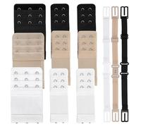 Mulapucher 12 Pièces Extensions Soutien, 3 Rangs 2 Crochets 3 Crochets, Soutien-Gorge Lacets Extensions élastiques, Convient aux Femmes(Noir Blanc Peau Claire)