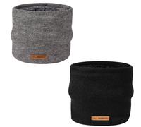 Mulapucher 2 pièces Thermique Tour de Cou Multifonctionnel, Écharpe Hommes Hiver Tubulaire, Toison Windstopper de Hiver Moto Running Ski Snowboard Cagoule(Noir+Gris Clair)