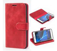Mulbess Coque pour Samsung Galaxy J5 2016, Etui Samsung Galaxy J5 2016 Cuir avec Magnetique, Housse Protection pour Samsung Galaxy J5 2016 / J5 Duos 2016 Case, Vin Rouge