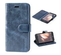 Mulbess Etui Coque pour Huawei P10 Lite - Housse en Cuir - Fentes pour Cartes - Pochette Protection Portefeuille - Rétro Marine Bleu