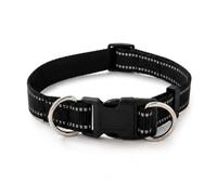 Mulbijeo Collier Chien, Collier pour Chien, Ajustable, Colier, Coutures Réfléchissantes, Fermeture De Sécurité, Anneau en D Robuste, Confort Optimal, sans Arêtes Vives,Noir