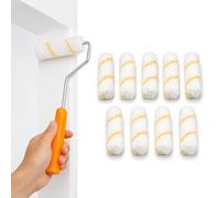 Mulbijeo Ensemble De Rouleaux À Peinture Orange 10 Pièces - Kit Compact Pour Murs & Plafonds, Adapté Aux Surfaces Lisses & Micro-Rugueuses, Application Uniforme Sans Éclaboussures