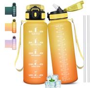 Mulbijeo Gourde, 1.5L Bouteille, Gourde Sport avec Paille, Gourde Motivation avec Marqueur de Temps, Bouteille d'eau, Étanche, Bouteille d'eau pour Randonnée, Camping, Fitness, Cyclisme