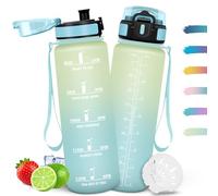 Mulbijeo Gourde 1L, Étanche & Réutilisable, Gourde Sport, Slogans de Motivation Marqueur Horaire, Bouteille, Portable, Bouteille D'eau pour Salle de Sport, Vélo, Bureau, Extérieur, École