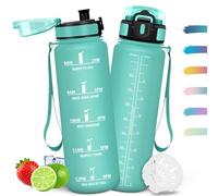 Mulbijeo Gourde 1L, Étanche & Réutilisable, Gourde Sport, Slogans de Motivation Marqueur Horaire, Bouteille, Portable, Bouteille D'eau pour Salle de Sport, Vélo, Bureau, Extérieur, École