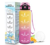 Mulbijeo Gourde 1L, Portable, Bouteille, Slogans de Motivation Marqueur Horaire, Gourde Sport, Étanche & Réutilisable, Bouteille D'eau pour Salle de Sport, Fête, Bureau, Extérieur, Camping