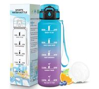 Mulbijeo Gourde 1L, Portable, Bouteille, Slogans de Motivation Marqueur Horaire, Gourde Sport, Étanche & Réutilisable, Bouteille D'eau pour Salle de Sport, Fête, Bureau, Extérieur, Camping