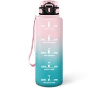 Mulbijeo Gourde 1L, Réutilisable, Bouteille D'eau Sport, Marqueur Horaire, Bouteille, Étanche, Portable, Gourde Graduée pour 1 Journee pour Salle de Sport, Vélo, Bureau, Extérieur, École