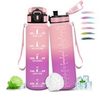 Mulbijeo Gourde 1L, Réutilisable, Gourde Sport, Marqueur Horaire, Bouteille, Étanche, Portable, Gourde Graduée pour Salle de Sport, Vélo, Bureau, Extérieur, École, Bouteille Eau, Water Bottle